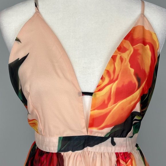 L’Atiste by Amy Peach Floral Chiffon Sleeveless Maxi Dress Open Back size Small - Picture 7 of 16